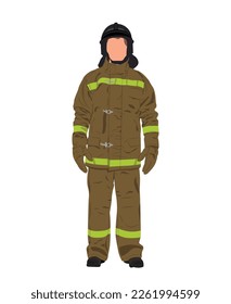 Firefighter, Fireman Character In Uniform, Emergency Rescue Illustration