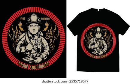  Firefighter fireman fire rescue graphics tshirt design