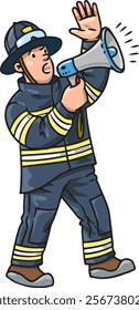 Firefighter or fireman with a megaphone