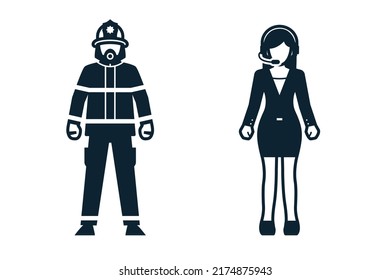 Firefighter, Fireman, Reporter, Uniform and People icons