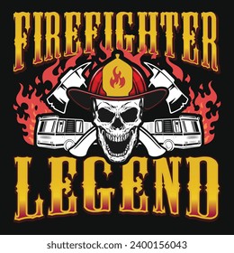 Firefighter or fireman typography or graphics tshirt design