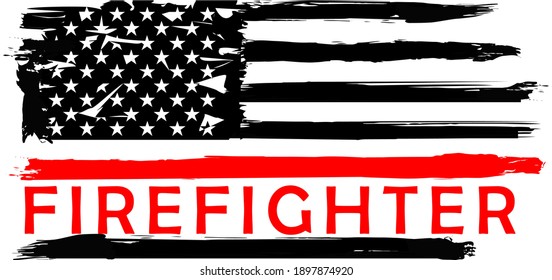 Firefighter Flag, EPS 10, Fire, Department, USA, Flag,	