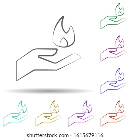 Firefighter, flame in multi color style icon. Simple thin line, outline vector of firefighter icons for ui and ux, website or mobile application