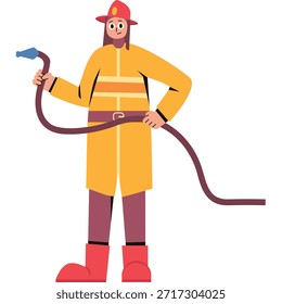 Ilustração de várias cores plana do bombeiro