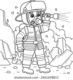 Página para colorear de Firefighter Full Gear para niños