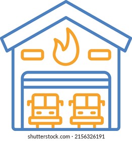 Icono vectorial del garaje de bomberos. Se puede usar para imprimir, móviles y aplicaciones web.