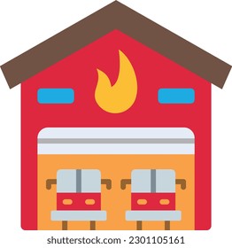 Firefighter Garage vector icon. Can be used for printing, mobile and web applications.