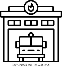 Firefighter Garage vector icon. Can be used for printing, mobile and web applications.