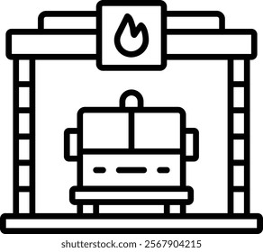 Firefighter Garage vector icon. Can be used for printing, mobile and web applications.