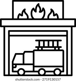 Icono del Vector del garaje del bombero. Se puede utilizar para aplicaciones de impresión, móviles y de Web.