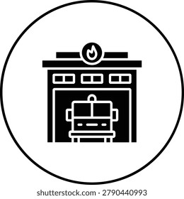 Firefighter Garage vector icon. Can be used for printing, mobile and web applications.