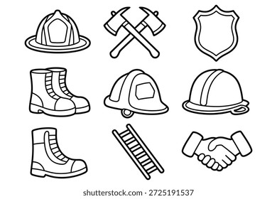 Equipo de bomberos y herramientas Escudo de casco de bombero