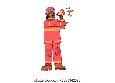 Información del bombero utilizando la ilustración de megáfono