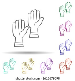 Firefighter, gloves in multi color style icon. Simple thin line, outline vector of firefighter icons for ui and ux, website or mobile application