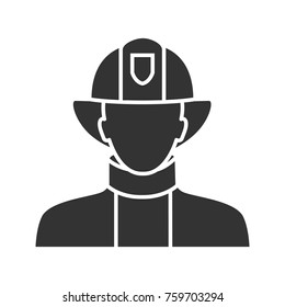 Firefighter glyph icon. Fireman. Dangerous profession. Silhouette symbol. Negative space. Vector isolated illustration