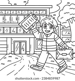Firefighter Going to the Station Coloring Page 