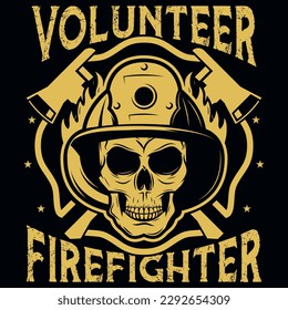 Diseño vectorial de diseño de camisetas de gráficos para bomberos 