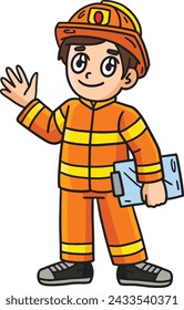  Firefighter with Handbag Cartoon Colored Clipart