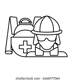 firefighter with handbag elements on white background vector illustration design