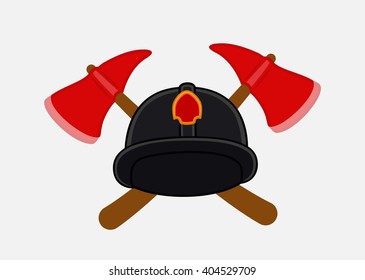 Firefighter Hat Axe Tools Vector Stock Vector (royalty Free) 404529709 