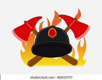 Firefighter Hat Axe Tools Vector Accessories Stock Vector (Royalty Free ...