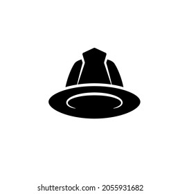 Firefighter hat front view silhouette icon. Clipart image isolated on white background