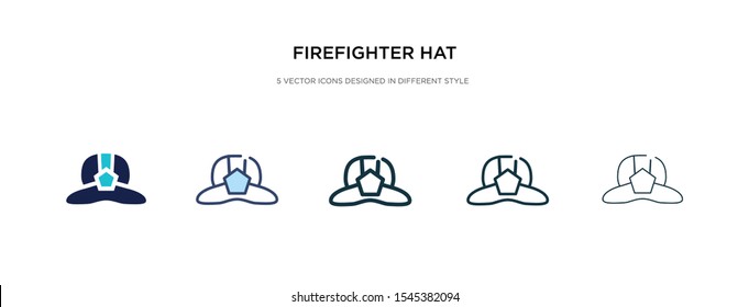 firefighter hat icon in different style vector illustration. two colored and black firefighter hat vector icons designed in filled, outline, line and stroke style can be used for web, mobile, ui
