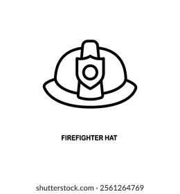 Firefighter hat icon from fashion collection. Thin linear firefighter hat, firefighter, hat outline icon isolated on white background.