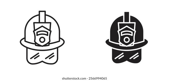 Firefighter hat icons in outline and fill. vector illustration for ui.