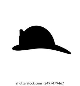 Firefighter hat silhouette icon. Clipart image isolated on white background