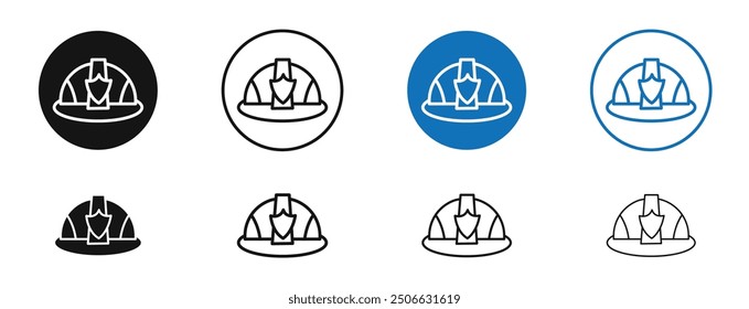Firefighter hat vector icon in black and blue colors
