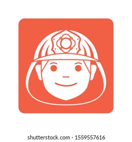 firefighter head with helmet block line style icon vector illustration design
