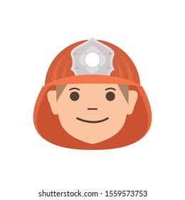 firefighter head with helmet flat style icon vector illustration design