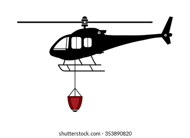 Firefighter helicopter on white background.