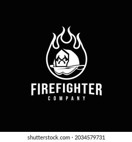 Feuerwehrhelm ax Logo Vektorbild
