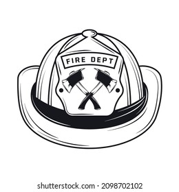 firefighter helmet with axes icon