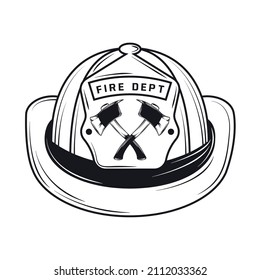 firefighter helmet with axes icon