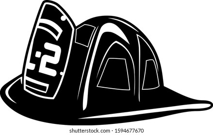 firefighter helmet black and white vector side profile view good for minting stencil and vinyl cut