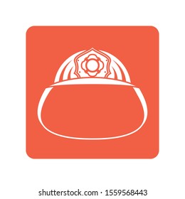 firefighter helmet block line style icon vector illustration design