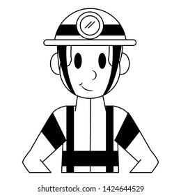 Firefighter with helmet character  worker cartoon profile vector illustration graphic design