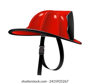 Firefighter Helmet or Fireman Hat isolated on white background. Realistic 3d vector illustration isolated on white background. Firefighter gear, red helmet for protection and safety