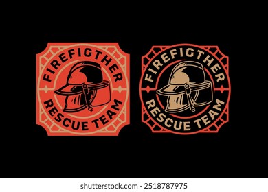 firefighter helmet, fireman hat, safety helmet, headgear, head protector retro vintage logo vector design collection set for firefighter, rescuer worker, adventure and survivor