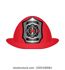 Firefighter Helmet. Fireman Hat. Vector Illustration Isolated on White Background. 