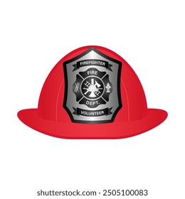 Firefighter Helmet. Fireman Hat. Vector Illustration Isolated on White Background. 