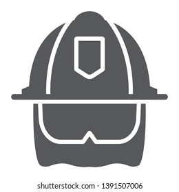 Firefighter helmet glyph icon, equipment and fire, head protection sign, vector graphics, a solid pattern on a white background, eps 10.
