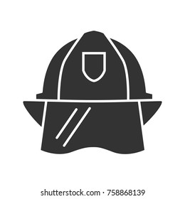 Firefighter helmet glyph icon. Silhouette symbol. Hard hat. Negative space. Vector isolated illustration