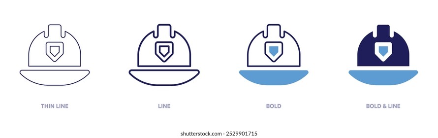 Firefighter helmet icon in 4 different styles. Thin Line, Line, Bold, and Bold Line. Duotone style. Editable stroke.