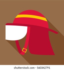 Firefighter helmet icon. Flat illustration of firefighter helmet vector icon for web