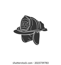 Firefighter Helmet Icon Silhouette Illustration. Fireman Protection Vector Graphic Pictogram Symbol Clip Art. Doodle Sketch Black Sign.