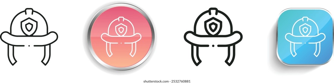 firefighter helmet icon. Thin Linear, Regular and Button Style Design Isolated On White Background